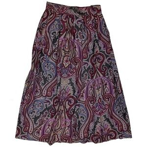 Vintage Talbots Paisley A-Line Maxi Skirt Academia Boho Preppy Size 6